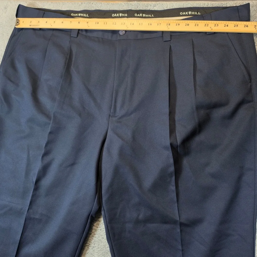 Oak Hill Dress Pants Mens 54x30 Navy Blue Pleated Classic Fit Business Trousers